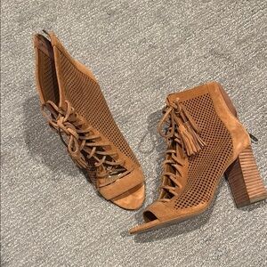 Marc fisher Brown Peep-Toe Ankle Boots 7.5